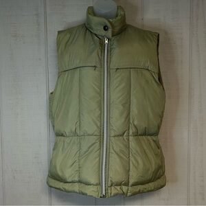 Womens Down Puffer Vest Size L Zip Pockets Nylon Gorpcore Hiking Trails Heritage